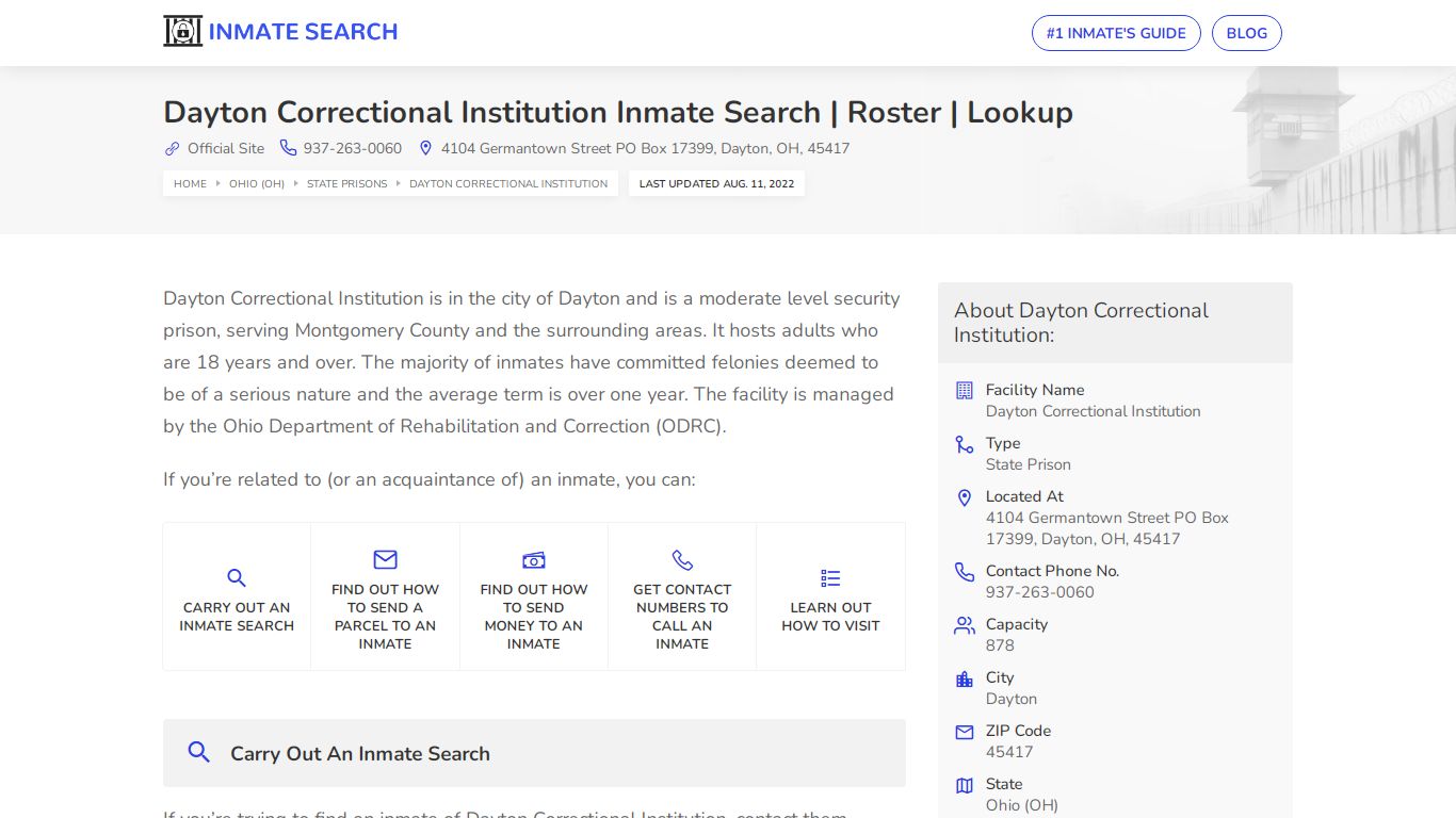 Dayton Correctional Institution Inmate Search | Roster ...