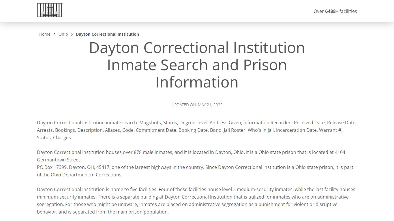 Dayton Correctional Institution Inmate Search, Visitation ...